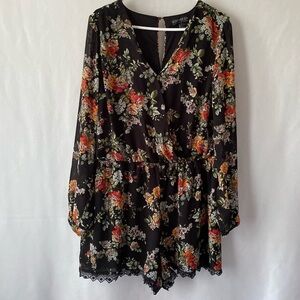 Forever 21 Long Sleeve Floral Romper Plus Size 2x